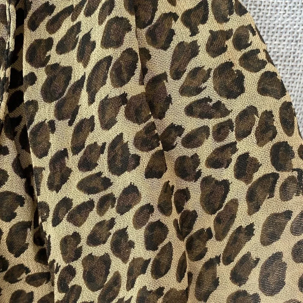 VTG Leopard Print Long Scarf Leopard Print Mobs Wife Ribbon Tie Versatile Chic